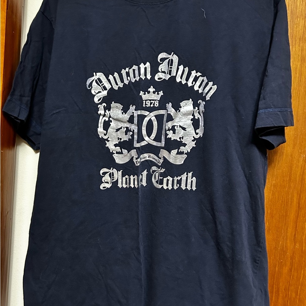 Duran Duran "Planet Earth" Band Tee - Dark Blue with Silver Print - Picture 2 of 2